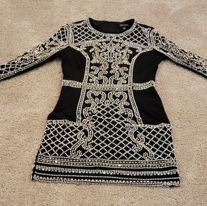 Xscape Beaded Long Sleeves Sheath Dress Black Size 10